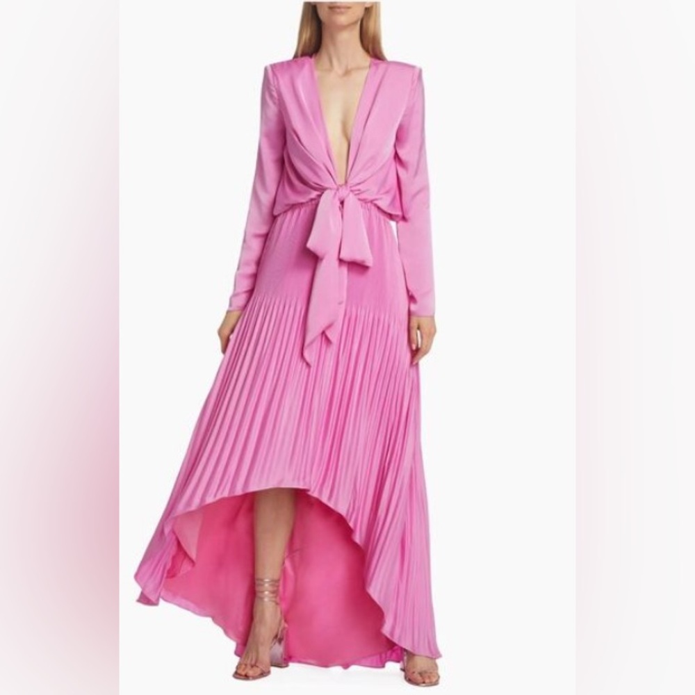 NWT Ramy Brook Zaylee Knotted Bodice Pleated Mixed Media Gown Size Small $595
